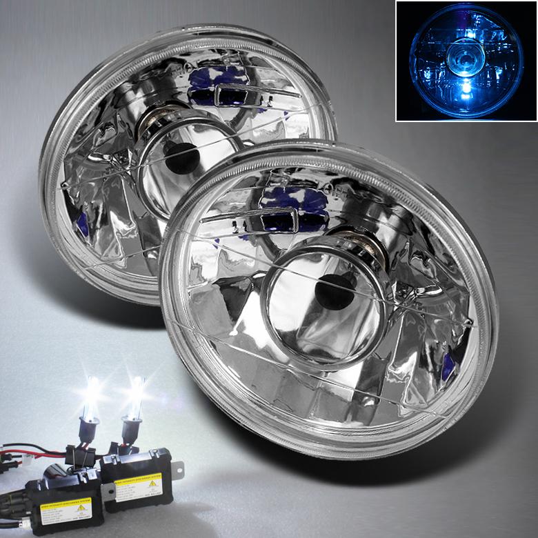 4300k original xenon white hid kit + 7" round chrome projector headlights h6024