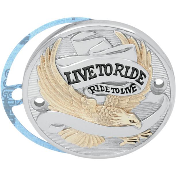 Gold live to ride points cover for 1984-1999 harley softail 2004-2013 sportster