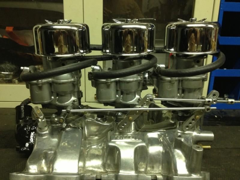 Vintage y-block 312 fenton tripower 3x2 polished intake and holley 94 carbs