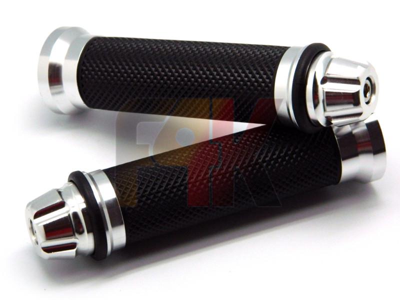 Motorcycle cnc racing 7/8" handlebar rubber hand grips dirt bikes silver bar end