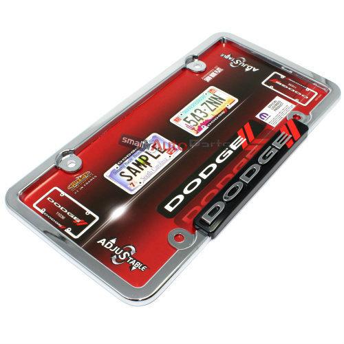 Dodge chrome-black-red stripes license plate tag frame for auto-car-truck