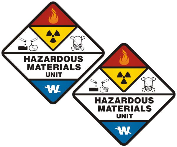 Hazmat unit decal set 4"x4" firefighter haz mat truck vinyl sticker h5 zu1