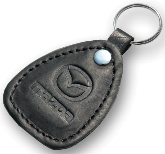 New leather black keychain car logo mazda auto emblem keyring