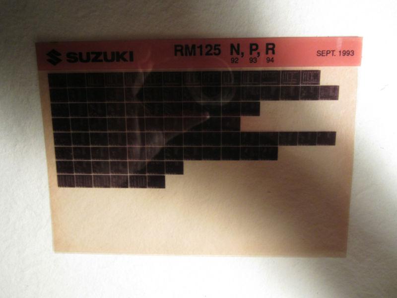 1992-1994 suzuki motorcycle rm125 n p r microfiche parts catalog rm 125 1993