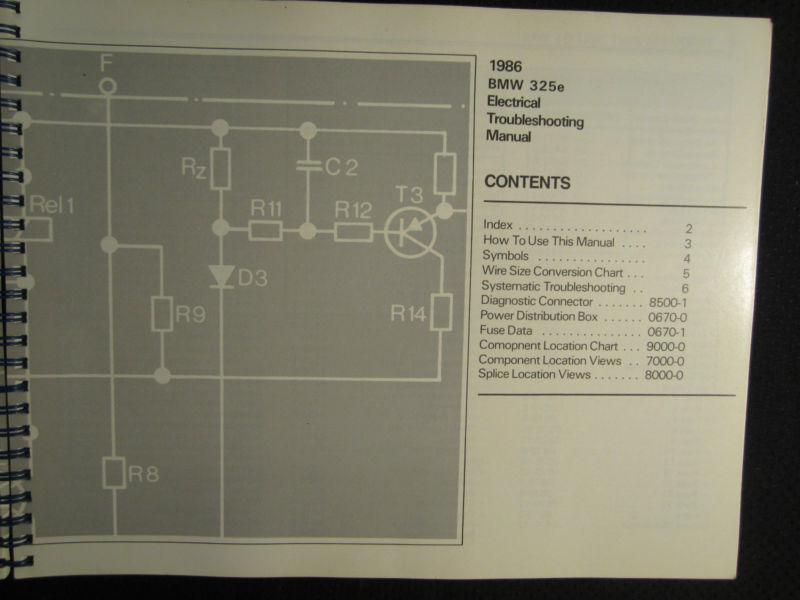 1986 bmw 325e electrical wiring diagrams troubleshooting service manual 325 e