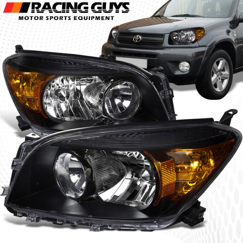 06-08 toyota rav4 sport black housing headlights signal front lamps jdm pair