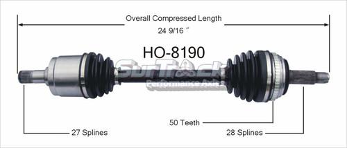 Surtrack perf axles ho-8190 cv half-shaft assembly-new cv axle shaft