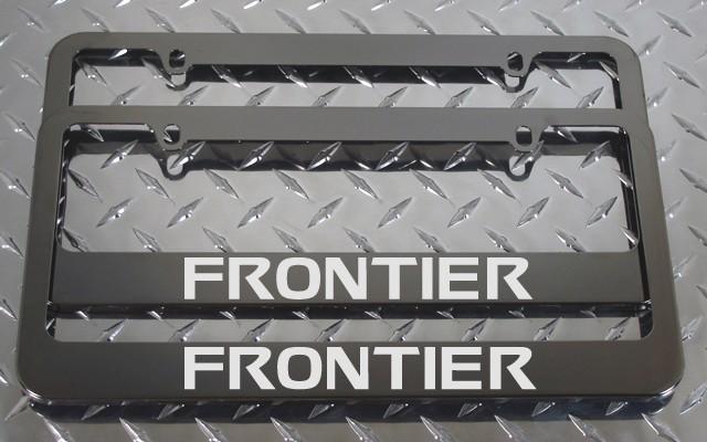 2 brand new nissan frontier gunmetal license plate frame + screw caps