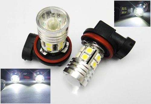 2 h11 cree high power led q5 projector fog light beam headlight drl 12 smd white