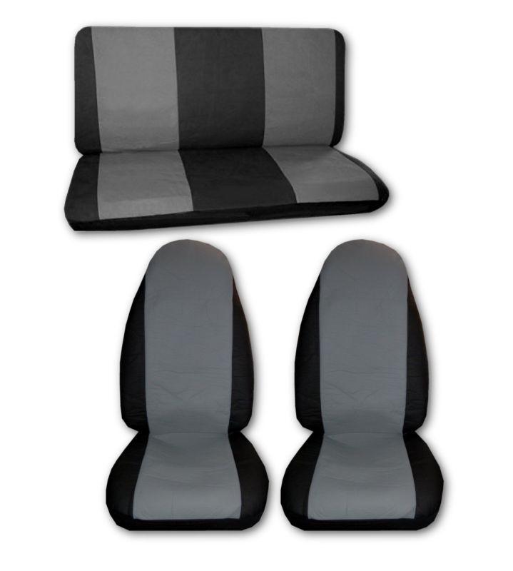 Grey black lightweight synthetic leather high back car truck seat covers #2