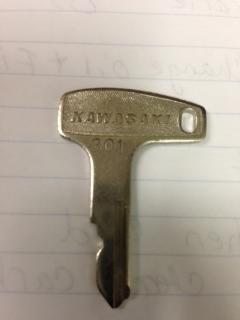 Kawasaki key #301 nos 27008-024-01 fits kh400, & s3 500 mach ii