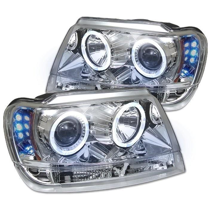 Clear projector halo angel eye headlights fits jeep grand cherokee 1999-2004