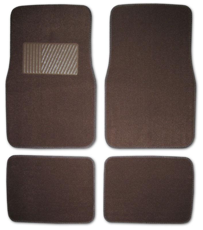 Brown car suv universal front & rear floor mats w/ drivers side heel pad m