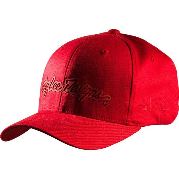 Red l/xl troy lee designs signature flexfit hat