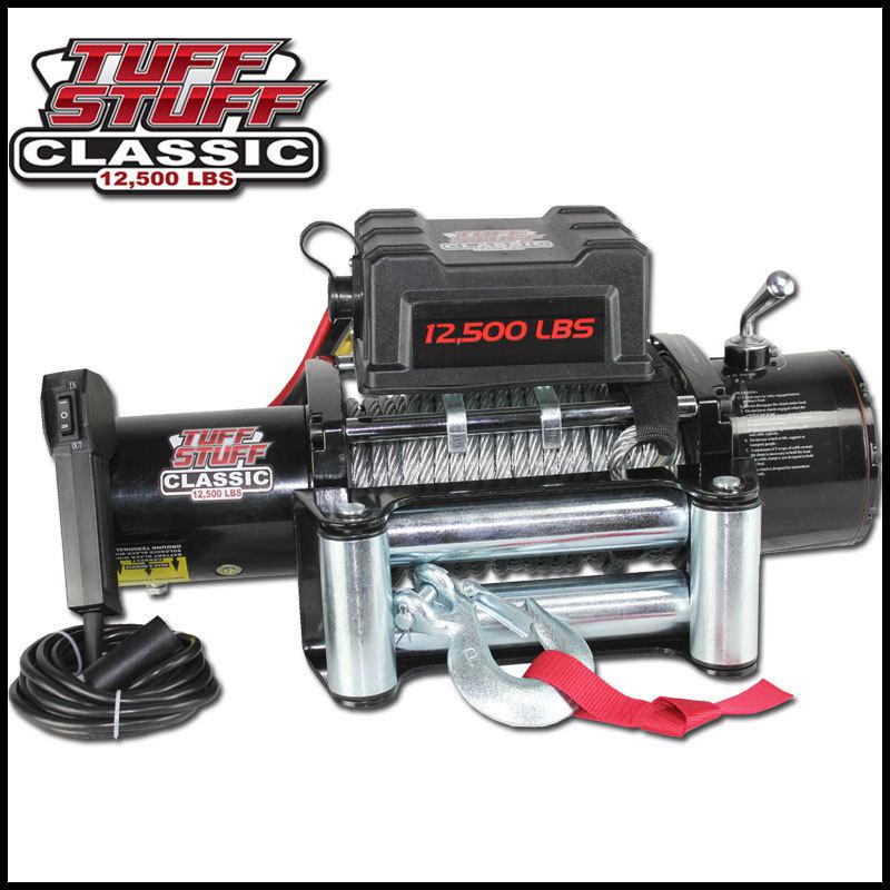 Tuff stuff classic 12500 lbs 12v electric recovery winch truck trailer 12000 lb