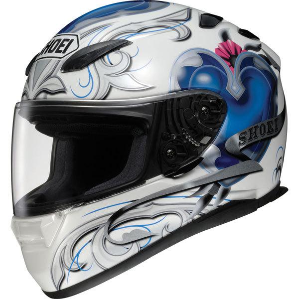 White/blue l shoei rf-1100 corazon full face helmet