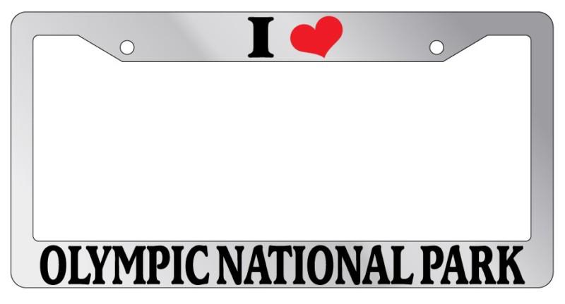 Chrome license plate frame i heart olympic national park auto accessory novelty