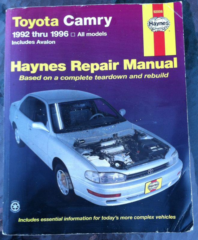 Haynes auto repair manual  toyota camry & avalon1992-1996  ( # 92006 )