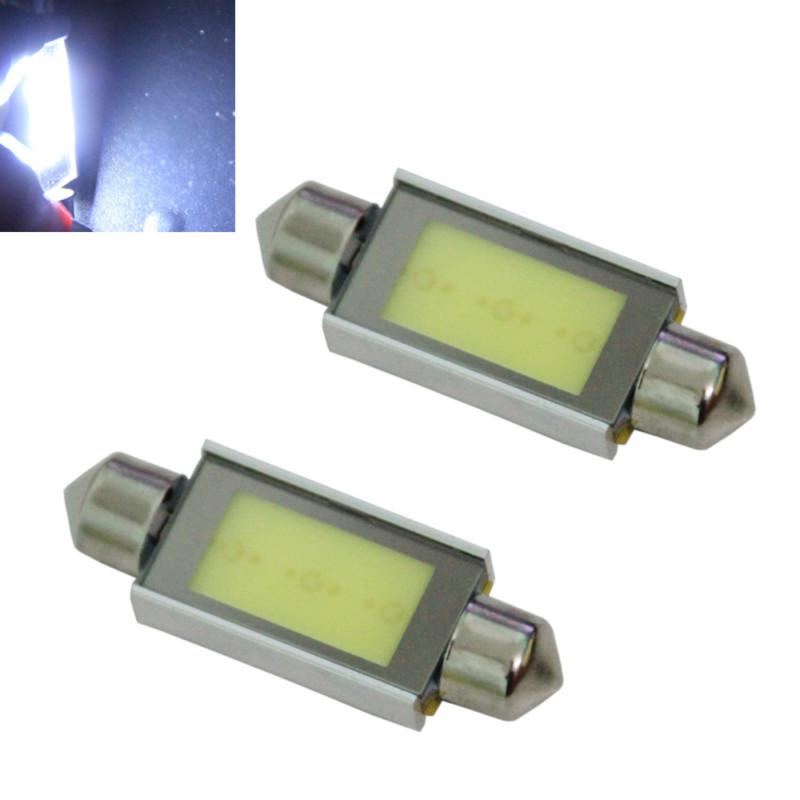 2x car auto white led light cob 42mm 12v 5w festoon bulbs dome interior lamps