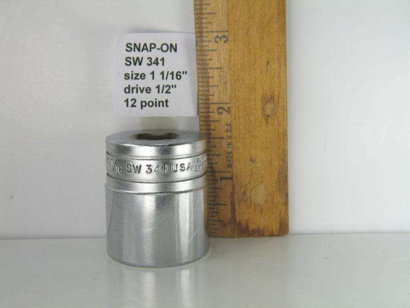 Snap-on sw341 socket, shallow,1 1/16", 12-point, 1/2" drive, made in u.s.a.