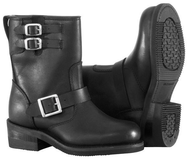 River road twin buckle engineer motorcycle boots black women's 6.5 us