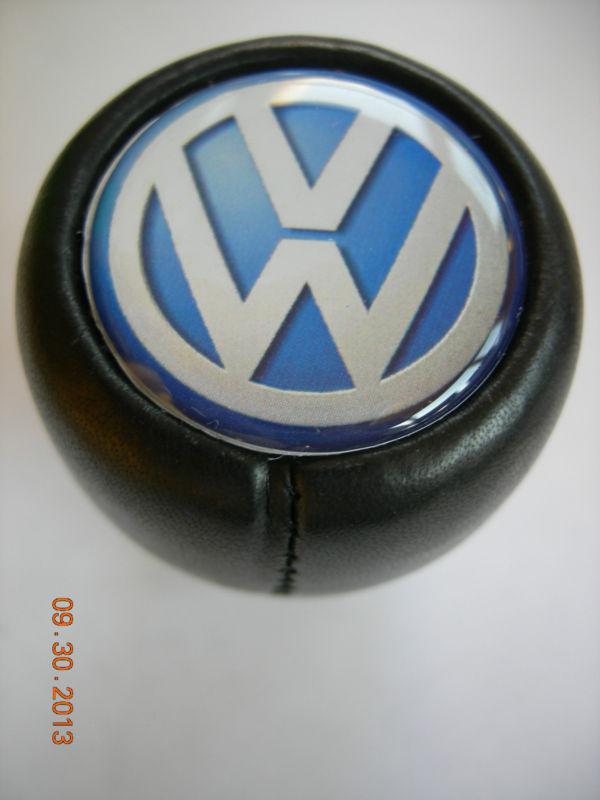 Vw volkswagen gear shift knob leather blue with white