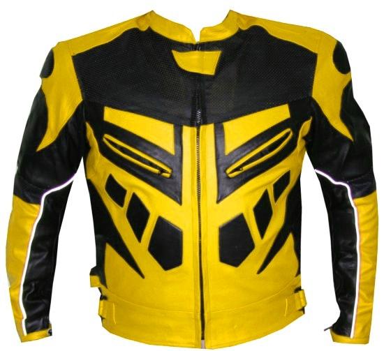 Motorcycle speed racing armor leather jacket yellow 48