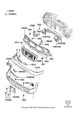 4l5z8200daj grille assy radiator 04 05 ranger