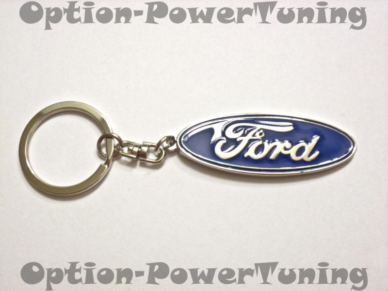 Ford logo metal keychain 3d silvery keyring chain ring blue bright new