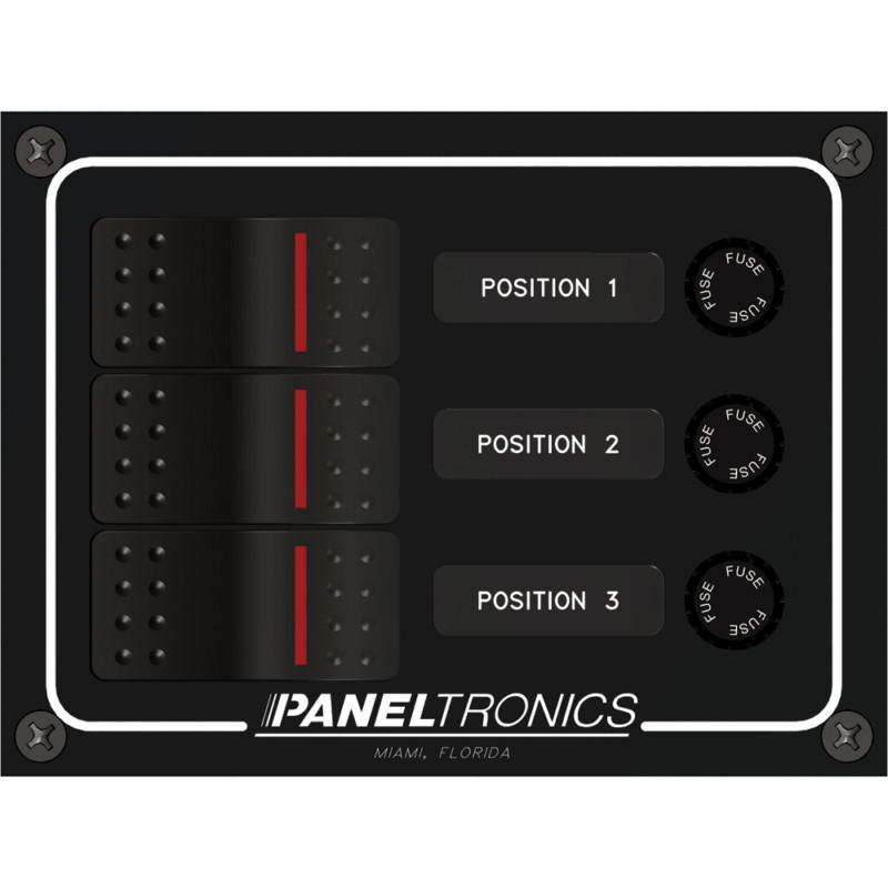 Paneltronics waterproof panel - dc 3-position illuminated rocker switch & fuse 9