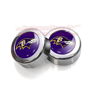 Nfl baltimore raven license plate frame chrome screw covers, pair, + free gift