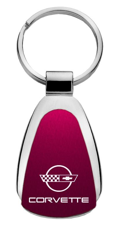 Chevrolet chevy corvette c4 burgundy tear drop keychain ring tag lanyard