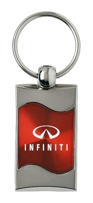 Nissan infiniti red rectangular wave key chain ring tag key fob logo lanyard