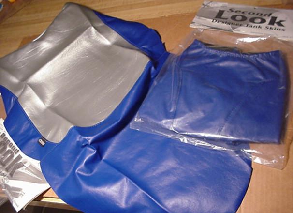 2003 honda vtr 1000  seat cover skin & tank bra blue & silver  second look