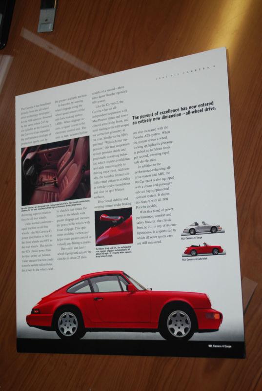 ★★1991 porsche 911 carrera 4 / 944 s2 coupe original ad info advertisement 91★★ 