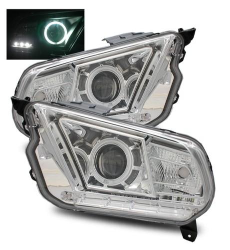 10-12 ford mustang (halogen type) ccfl halo clear chrome projector headlights