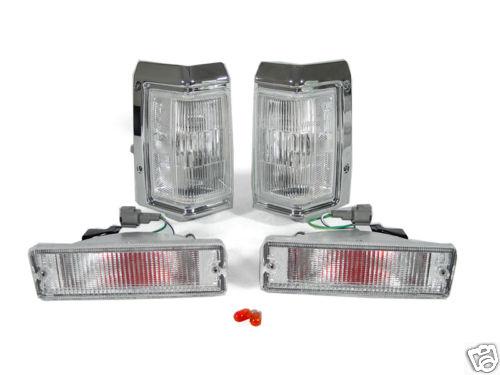 1988-1989 nissan pick-up truck depo chrome clear corner lights + bumper signals 