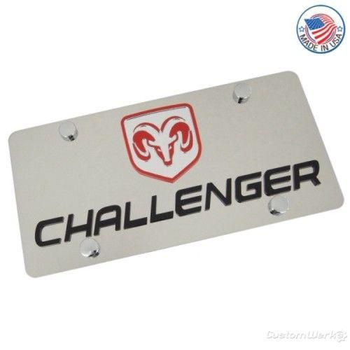 Dodge logo + challenger name stainless license plate