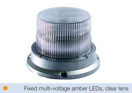 Hella kled400 multi-voltage beacon with clear lens & amber leds - fixed