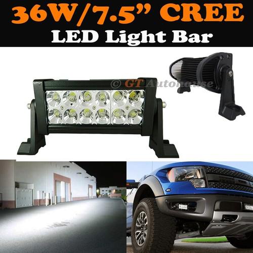 7.5" 36w cree led work light bar spot beam off road jeep suv atv boat lamp #w1