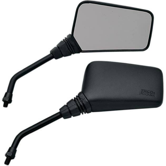 Emgo roadhawk mirror set rectangular 10mm 7" stem black universal