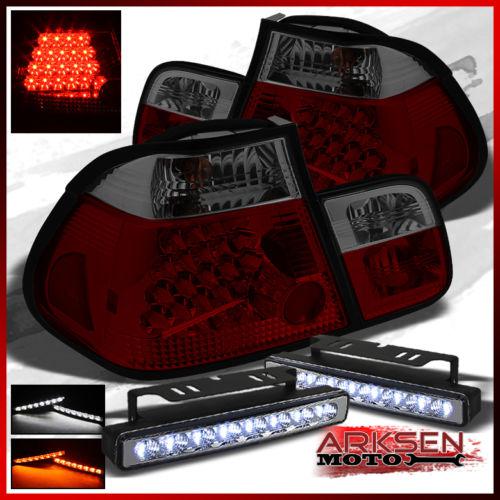 White/amber led bumper fog lamp+99-01 bmw e46 3 series 4 door led tail lights