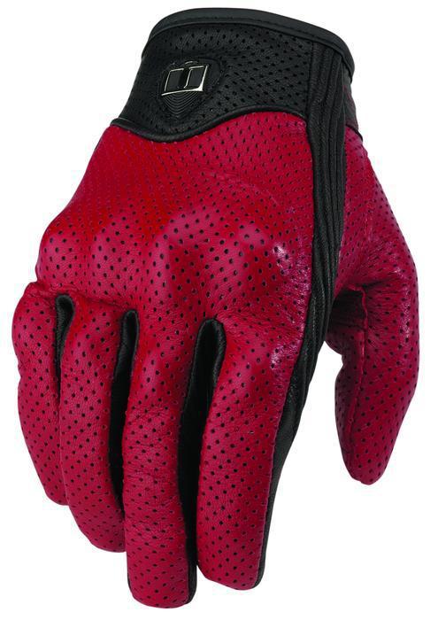 Icon pursuit motorcycle gloves red lg/large