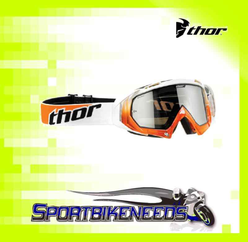 Thor 2012 hero goggles white orange motocross adult