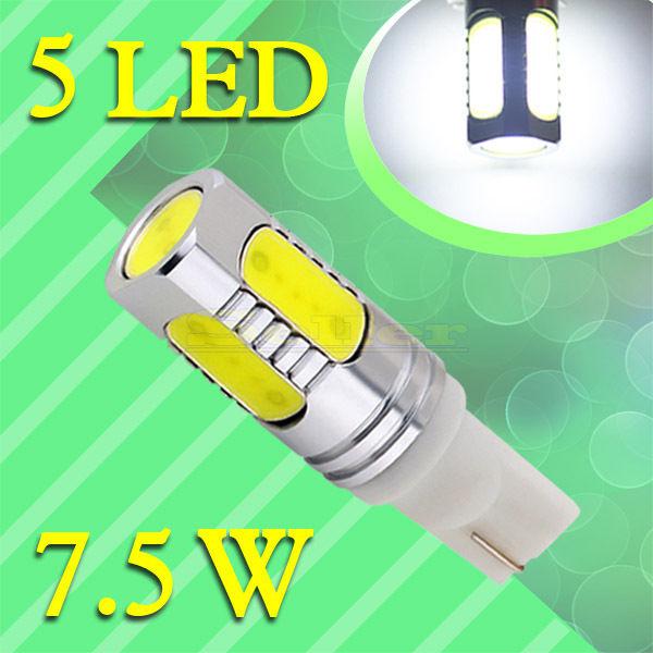 T10 high power 7.5w 5 led pure white license plate interior 194 w5w car light