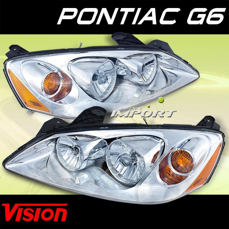 Pontiac 05-10 g6 replacement pair lh+rh vision headlights lamps assembly set new