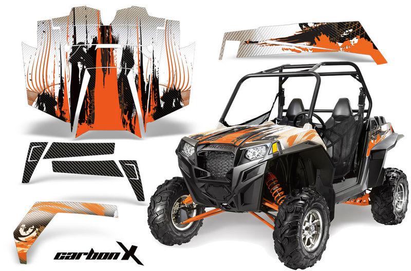 Amr racing graphic wrap kit 2011 polaris rzr 900 900xp accessories carbon orange