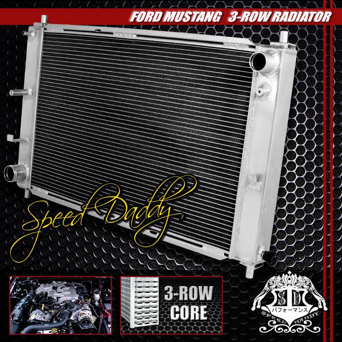 Tri core 3-row full aluminum racing radiator 97-04 ford mustang base/gt/svt mt