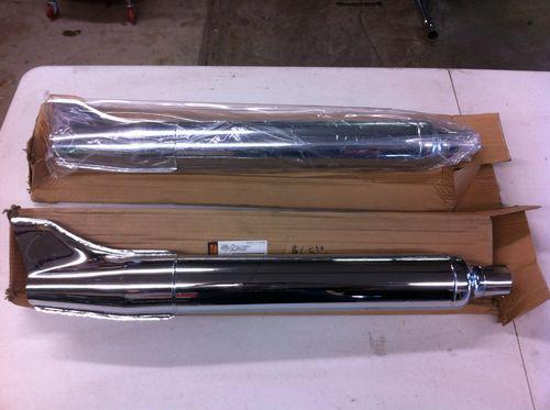 Harley davidson chrome fl style fishtail mufflers exhaust 28" 1 3/4" inlet