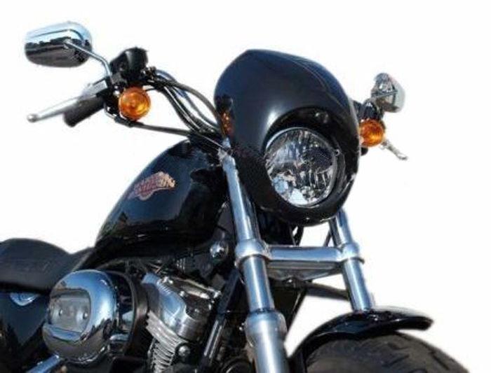 Black headlight fairing for harley front fork mount sportster dyna fx/xl glide